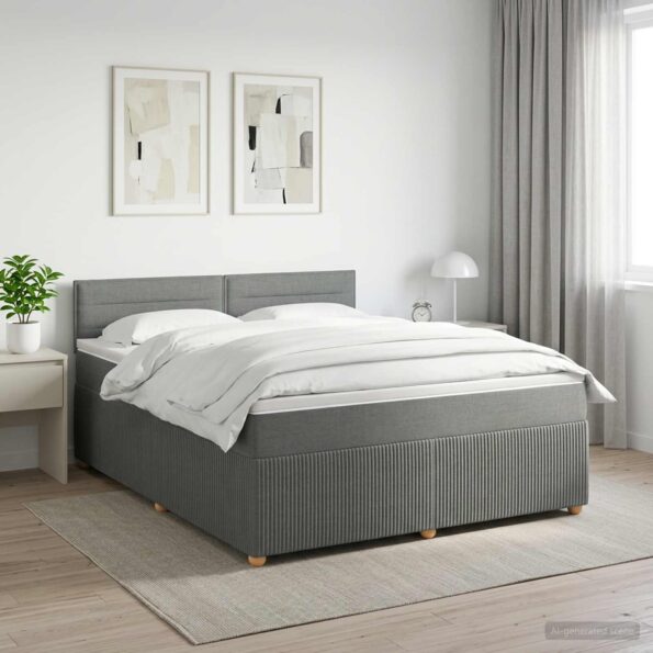 vidaXL Posteľ boxspring s matracom Tmavosivá 180 x 200 cm Látka – Obrázok 11