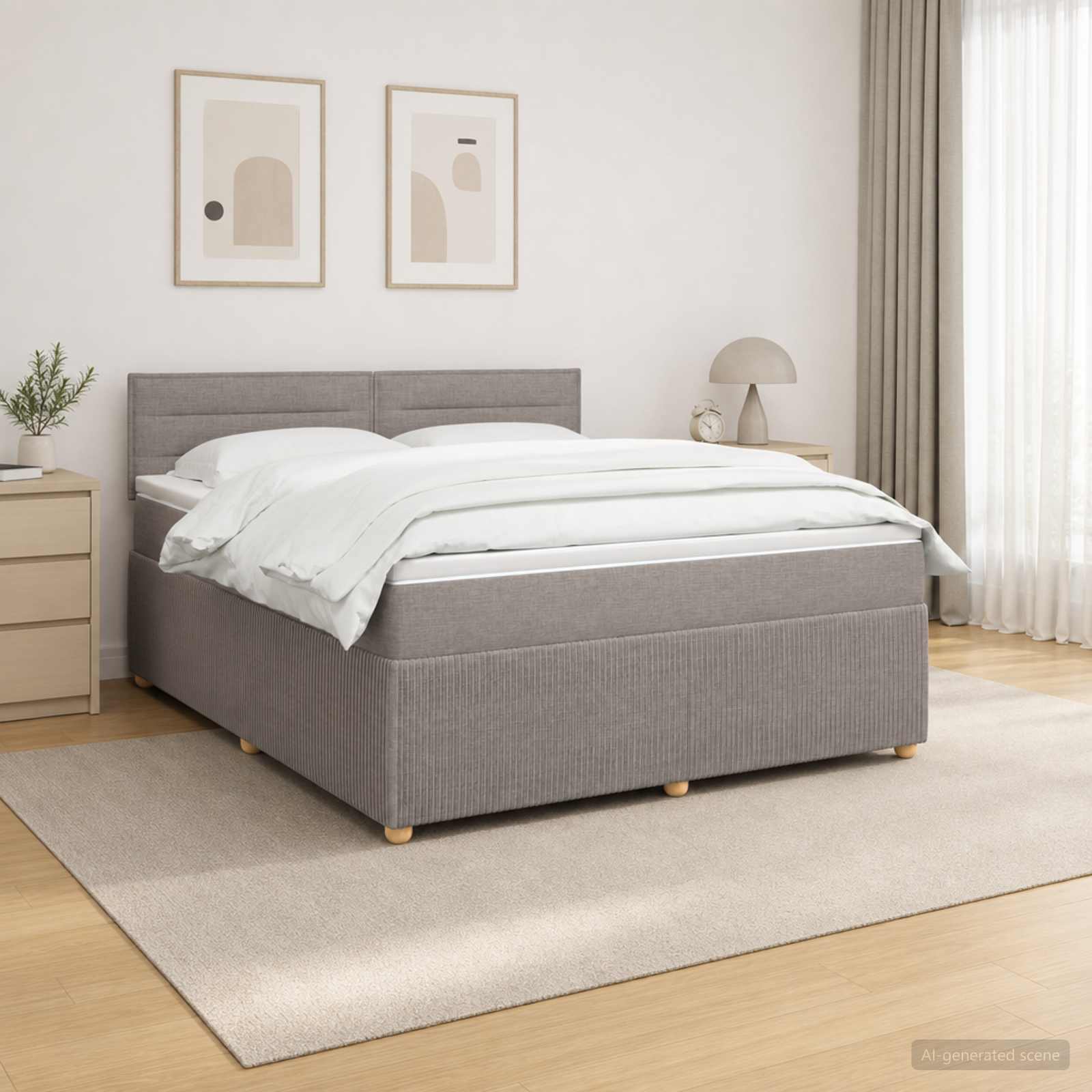 3451521_1.jpg vidaXL Posteľ boxspring s matracom Sivohnedá 180 x 200 cm Látka – Obrázok 1