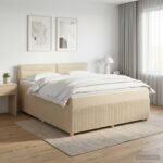 vidaXL Posteľ boxspring s matracom Krémová 180 x 200 cm Látka – Obrázok 11