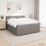 vidaXL Posteľ boxspring s matracom Sivohnedá 200 x 200 cm Látka