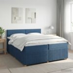 vidaXL Posteľ boxspring s matracom Modrá 200 x 200 cm Látka – Obrázok 11