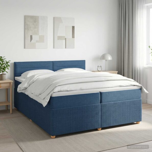 vidaXL Posteľ boxspring s matracom Modrá 200 x 200 cm Látka – Obrázok 11