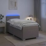 vidaXL Posteľ s boxspringom a matracom a LED Sivohnedá 90 x 190 cm – Obrázok 13