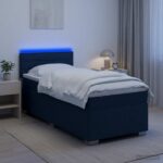 vidaXL Posteľ s boxspringom a matracom a LED Modrá 90 x 190 cm Látka