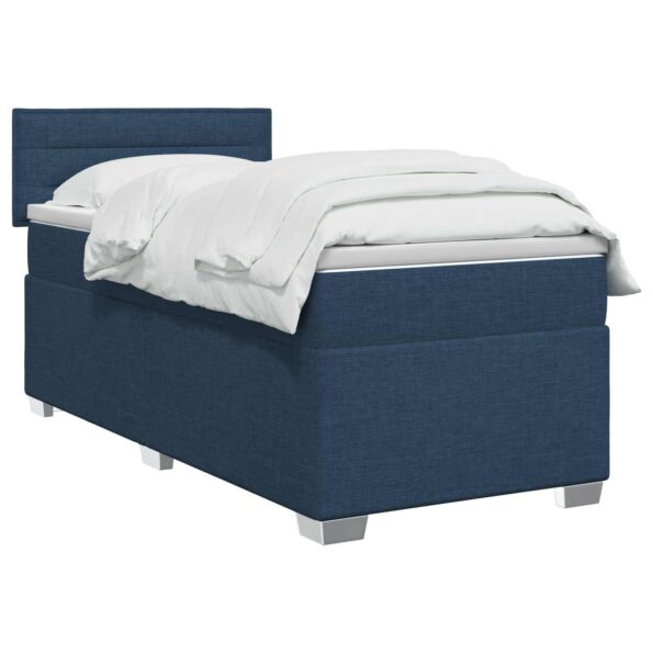 vidaXL Posteľ s boxspringom a matracom a LED Modrá 90 x 190 cm Látka – Obrázok 2