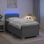vidaXL Posteľ s boxspringom a matracom a LED Svetlosivá 100 x 200 cm