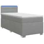 vidaXL Posteľ s boxspringom a matracom a LED Svetlosivá 100 x 200 cm – Obrázok 2