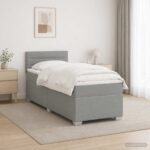 vidaXL Posteľ s boxspringom a matracom a LED Svetlosivá 100 x 200 cm – Obrázok 4