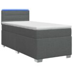 vidaXL Posteľ s boxspringom a matracom a LED Tmavosivá 100 x 200 cm