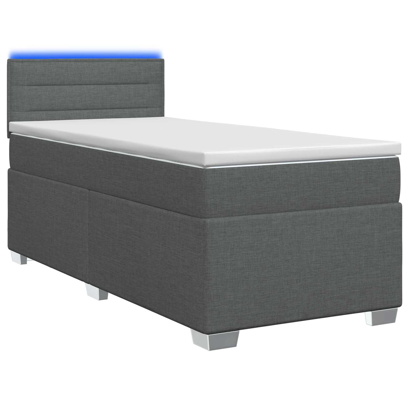 3451869_1.jpg vidaXL Posteľ s boxspringom a matracom a LED Tmavosivá 100 x 200 cm – Obrázok 1