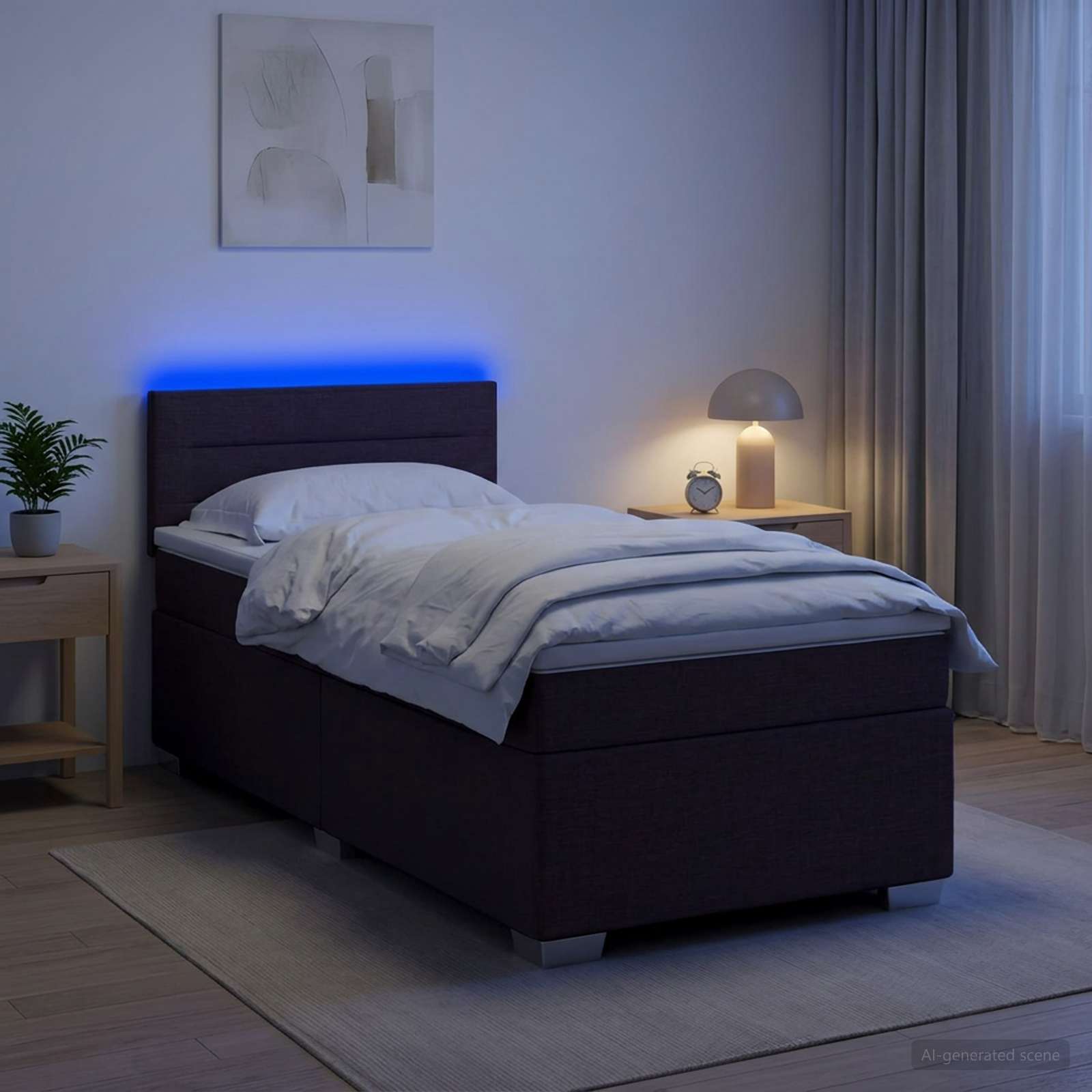 3451871_1.jpg vidaXL Posteľ s boxspringom a matracom a LED Tmavohnedá 100 x 200 cm – Obrázok 1