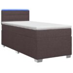 vidaXL Posteľ s boxspringom a matracom a LED Tmavohnedá 100 x 200 cm – Obrázok 2