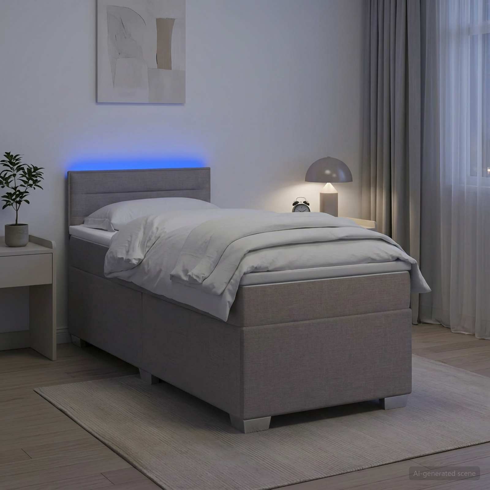 3451872_1.jpg vidaXL Posteľ s boxspringom a matracom a LED Sivohnedá 100 x 200 cm – Obrázok 1