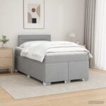 vidaXL Posteľ s boxspringom a matracom a LED Svetlosivá 120 x 190 cm