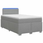 vidaXL Posteľ s boxspringom a matracom a LED Svetlosivá 120 x 190 cm – Obrázok 2