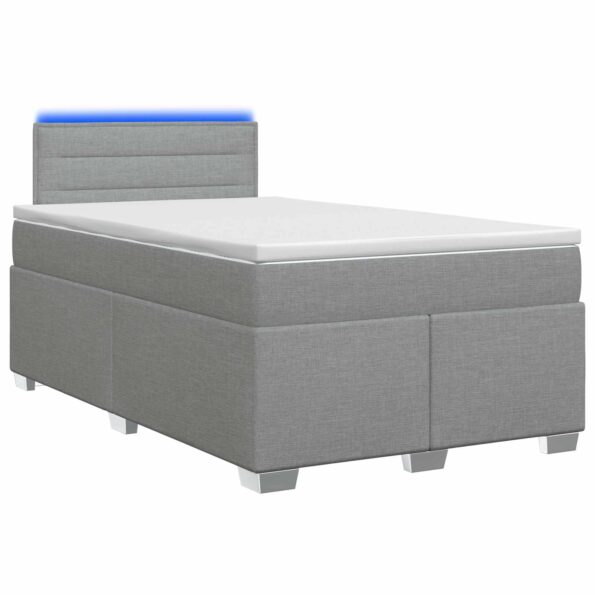 vidaXL Posteľ s boxspringom a matracom a LED Svetlosivá 120 x 190 cm – Obrázok 2