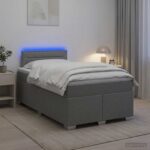 vidaXL Posteľ s boxspringom a matracom a LED Svetlosivá 120 x 190 cm – Obrázok 4