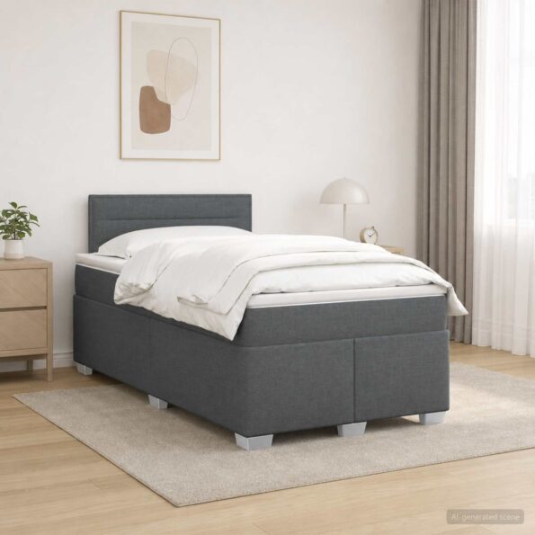 vidaXL Posteľ s boxspringom a matracom a LED Tmavosivá 120 x 190 cm – Obrázok 4