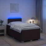 vidaXL Posteľ s boxspringom a matracom a LED Tmavohnedá 120 x 190 cm