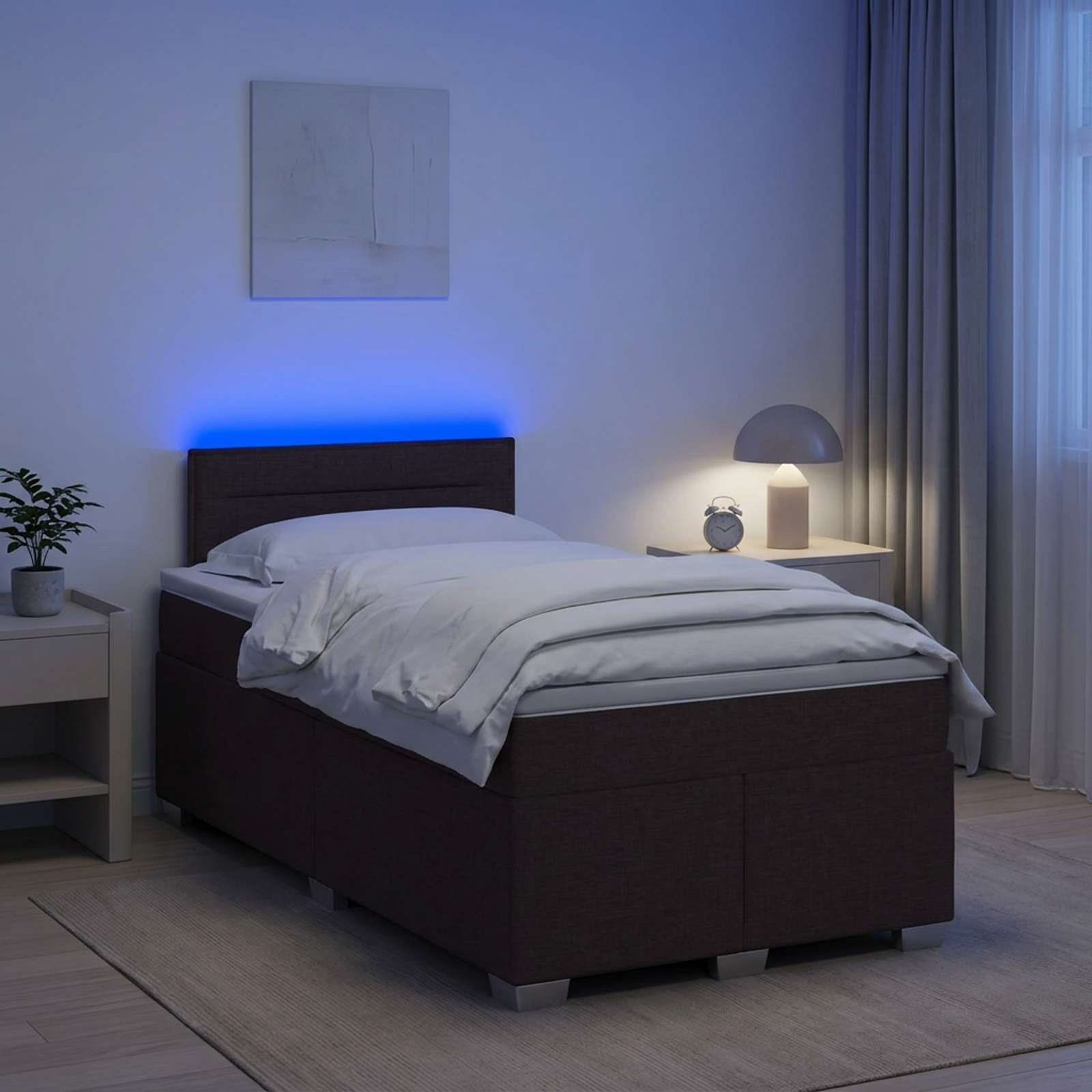 3451892_1.jpg vidaXL Posteľ s boxspringom a matracom a LED Tmavohnedá 120 x 190 cm – Obrázok 1