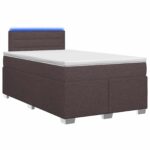 vidaXL Posteľ s boxspringom a matracom a LED Tmavohnedá 120 x 190 cm – Obrázok 2