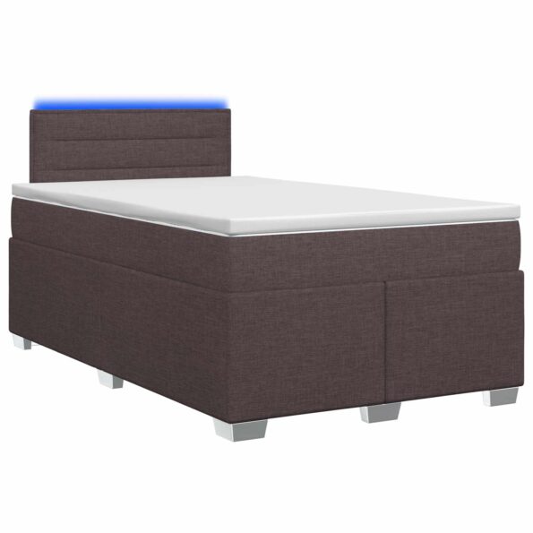 vidaXL Posteľ s boxspringom a matracom a LED Tmavohnedá 120 x 190 cm – Obrázok 2