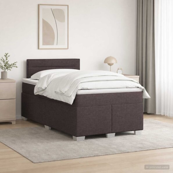 vidaXL Posteľ s boxspringom a matracom a LED Tmavohnedá 120 x 190 cm – Obrázok 4