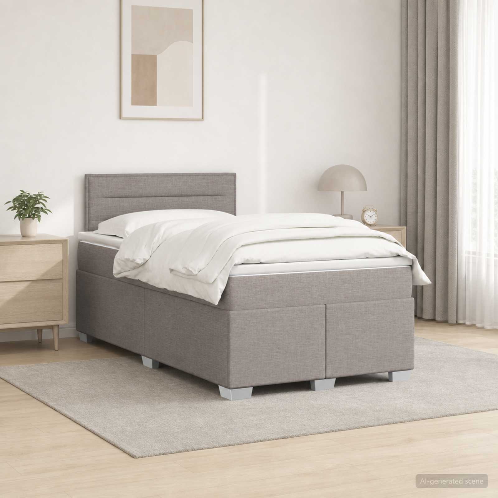 3451893_1.jpg vidaXL Posteľ s boxspringom a matracom a LED Sivohnedá 120 x 190 cm – Obrázok 1