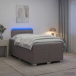 vidaXL Posteľ s boxspringom a matracom a LED Sivohnedá 120 x 190 cm – Obrázok 4