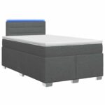 vidaXL Posteľ s boxspringom a matracom a LED Tmavosivá 120 x 200 cm