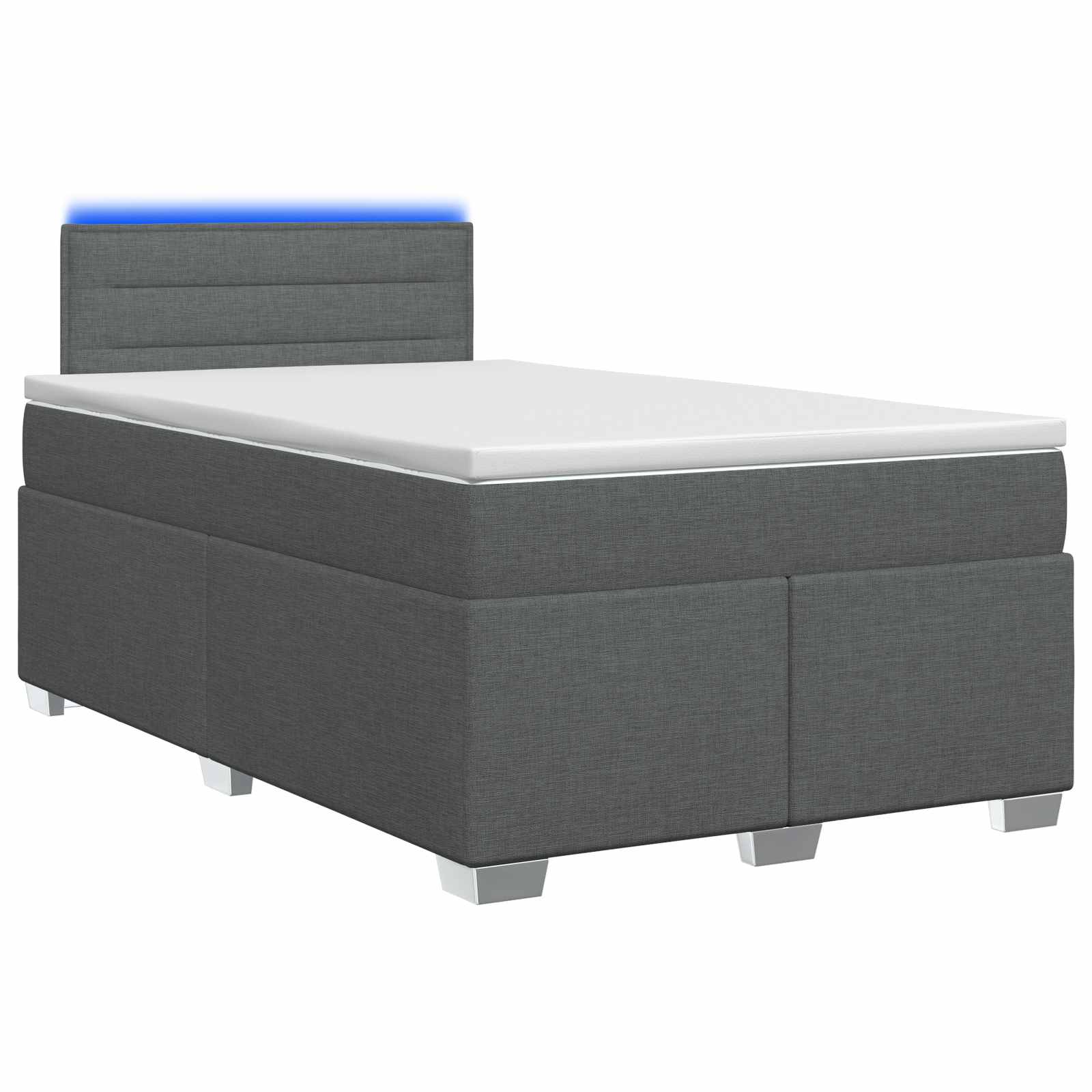 3451911_1.jpg vidaXL Posteľ s boxspringom a matracom a LED Tmavosivá 120 x 200 cm – Obrázok 1
