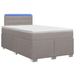 vidaXL Posteľ s boxspringom a matracom a LED Sivohnedá 120 x 200 cm – Obrázok 2