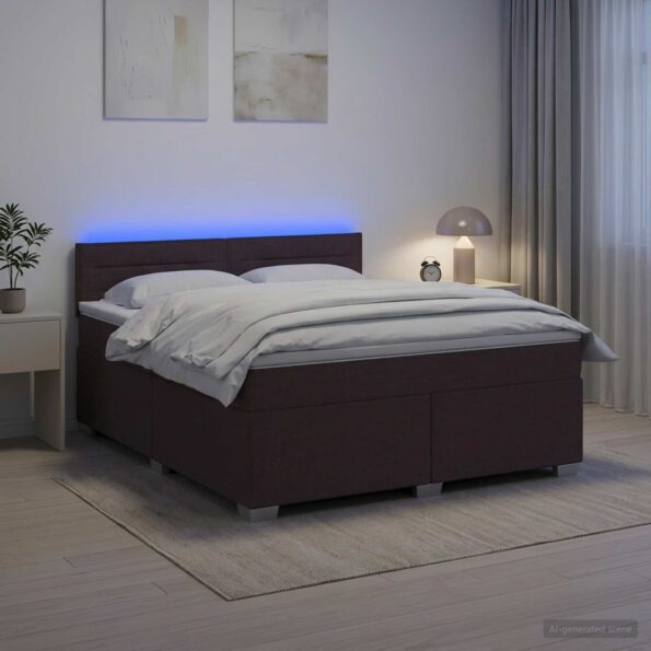 vidaXL Posteľ s boxspringom a matracom a LED Tmavohnedá 140 x 190 cm – Obrázok 13