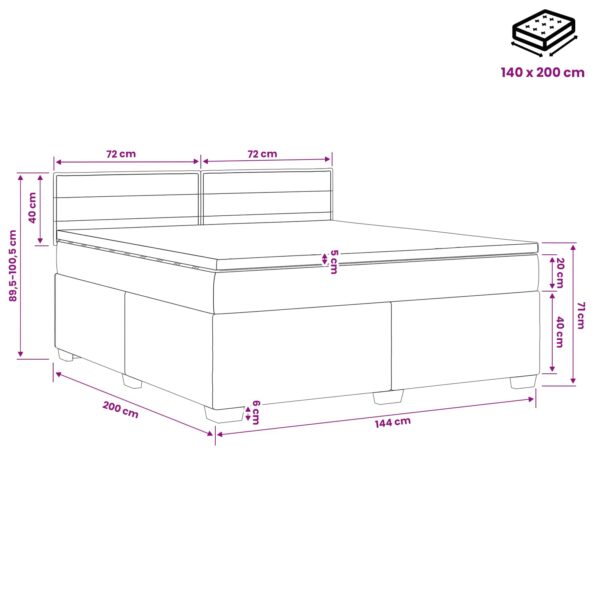 vidaXL Posteľ s boxspringom a matracom a LED Tmavohnedá 140 x 200 cm – Obrázok 11