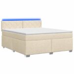 vidaXL Posteľ s boxspringom a matracom a LED Krémová 140 x 200 cm – Obrázok 2