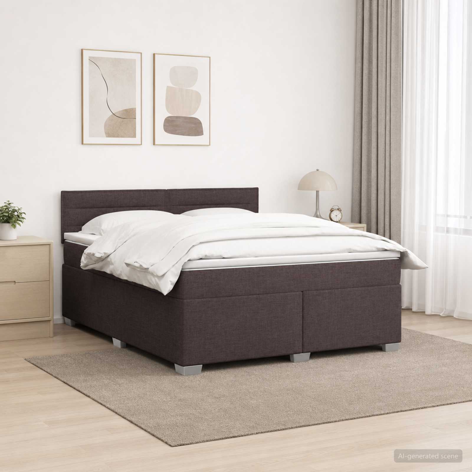 3451976_1.jpg vidaXL Posteľ s boxspringom a matracom a LED Tmavohnedá 160 x 200 cm – Obrázok 1