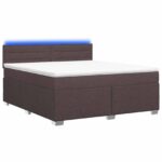 vidaXL Posteľ s boxspringom a matracom a LED Tmavohnedá 160 x 200 cm – Obrázok 2