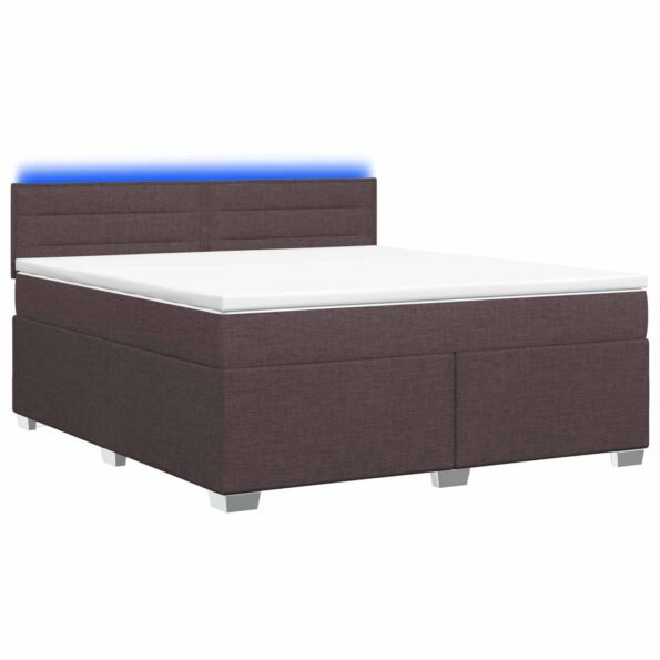 vidaXL Posteľ s boxspringom a matracom a LED Tmavohnedá 160 x 200 cm – Obrázok 2