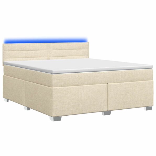 vidaXL Posteľ s boxspringom a matracom a LED Krémová 160 x 200 cm – Obrázok 2