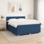 vidaXL Posteľ s boxspringom a matracom a LED Modrá 160 x 200 cm Látka