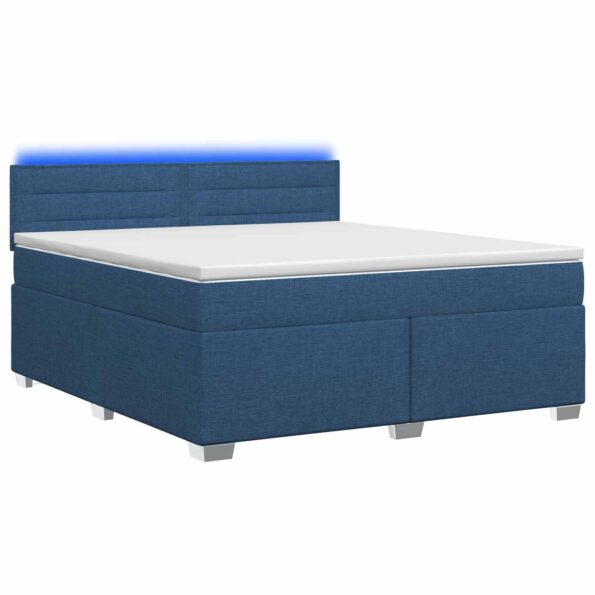 vidaXL Posteľ s boxspringom a matracom a LED Modrá 160 x 200 cm Látka – Obrázok 2