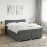 vidaXL Posteľ s boxspringom a matracom a LED Tmavosivá 180 x 200 cm – Obrázok 12