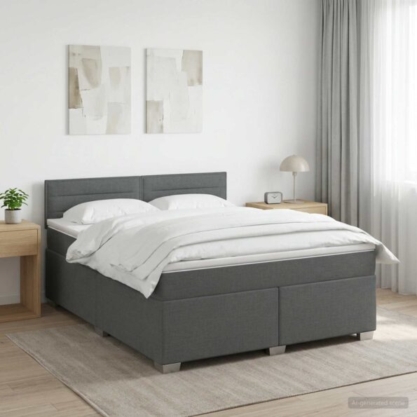 vidaXL Posteľ s boxspringom a matracom a LED Tmavosivá 180 x 200 cm – Obrázok 12