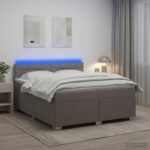vidaXL Posteľ s boxspringom a matracom a LED Sivohnedá 180 x 200 cm