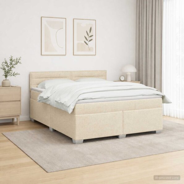 vidaXL Posteľ s boxspringom a matracom a LED Krémová 180 x 200 cm – Obrázok 12