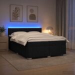 vidaXL Posteľ s boxspringom a matracom a LED Čierna 200 x 200 cm Látka – Obrázok 12