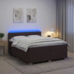 vidaXL Posteľ s boxspringom a matracom a LED Tmavohnedá 200 x 200 cm – Obrázok 4