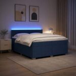vidaXL Posteľ s boxspringom a matracom a LED Modrá 200 x 200 cm Látka – Obrázok 4