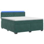 vidaXL Posteľ s boxspringom a matracom a LED Tmavozelená 160 x 200 cm – Obrázok 2