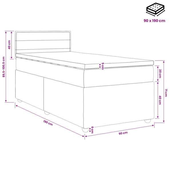 vidaXL Posteľ boxspring s matracom Sivohnedá 90 x 190 cm Látka – Obrázok 11